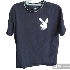 PLAYBOY by PACSUN branded collar black/white‎ print Playa shirt slight fa…